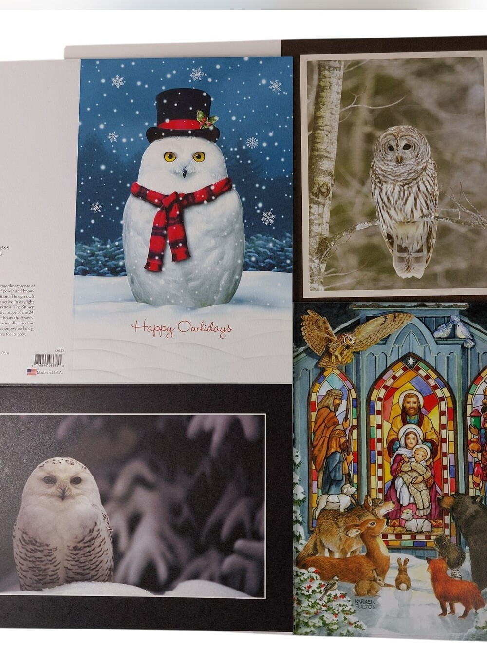 20 Assorted Owl Themed Christmas Cards With Envelopes UNFOLDED & NEW